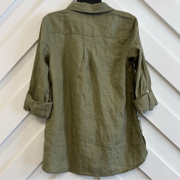 NWT Talbots Linen Popover Shirt In Green Women's Size XS - Picture 2 of 8